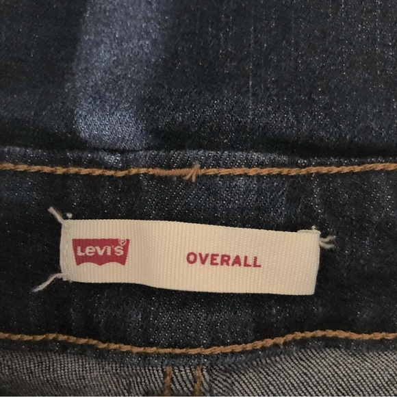 🌻Girls’ size 14 Levi’s stretch denim bib overalls w/red & white straps - Picture 4 of 10